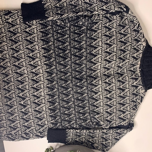 Cynthia Rowley Wool Alpaca south West Santa Fe fire black white cardigan sweater - Picture 6 of 10